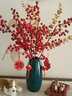 爱泽宝 红色发财果发发果红果北美冬青枝假花仿真花餐桌摆设客厅茶几电视柜新年装饰花婚庆乔迁花艺摆件 5支红果1银杏叶1尤加利+绿色大号鹅蛋瓶（配挂饰） 实拍图