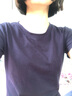 艾路丝婷夏装短袖T恤女上衣韩版修身圆领纯色棉体恤TX3361 圆领深蓝色 M 实拍图