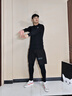 准者健身服男式高弹速干透气篮球跑步运动套装短袖压缩衣打底紧身衣裤 纯正黑ZZ1601134+ZZ1601135 【长袖+长裤】 L 实拍图