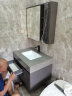 朗斯曼岩板无缝一体台盆浴室柜组合实木卫生间智能洗脸洗手台盆柜卫浴 80cm普通玻璃镜柜+岩板陶瓷盆 实拍图
