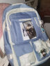 索亚特书包女中学生小学生大容量三到五六年级双肩包初中生女孩高中背包 蓝色四件套+徽章+小熊挂件 实拍图