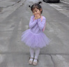 宾娜诗（binnashi）儿童舞蹈服秋季长袖女童练舞衣冬季紫色亮片纱裙幼儿芭蕾舞裙考级 紫色长袖 120 实拍图