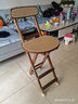 竹庭（zhuting）可折叠吧台椅日式藤编厨房高脚凳收银台酒吧餐厅椅子原木家用靠背 茶色悦藤折叠椅【中号】 实拍图