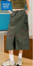 真维斯（JEANSWEST）半身裙女工装风2024夏季休闲时尚流行松紧腰中长裙军绿色L 晒单实拍图