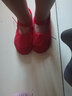 艾舞戈 儿童舞蹈鞋女童芭蕾舞鞋体操鞋现代舞练功鞋软底粉瑜伽猫爪鞋 红色（免系带） 27 实拍图