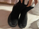 卓诗尼厚底短靴女2025年冬新款弹力靴袜春秋女靴子英伦风加绒瘦瘦马丁靴 黑色-绒里 35 实拍图