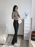 VEOX休闲裤微喇叭裤女高腰修身显瘦2025春秋新款垂坠感宽松闲喇叭长裤 黑色 微喇春秋款长裤 L 110-120斤 实拍图