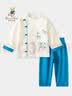 Classic Teddy儿童套装男童汉服中小童衣服裤子两件套国风新中式纯棉 蓝绿 110  实拍图