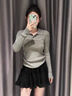 UR2024秋季新款女装纽扣翻领修身针织衫UWM940011 冷灰 M 实拍图