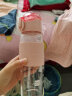 cica 吸管杯成人孕妇产妇月子专用玻璃水杯女单层耐热儿童学生大容量便携喝水杯子带刻度夏季天 樱花粉-500ml（带刻度） 实拍图
