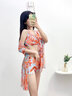 广月蓝2023泳衣女仙气比基尼bikini分体三件套保守显瘦遮肚性感温泉泳装 26001桔色 L （适合100-110斤） 实拍图