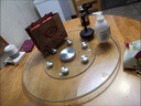 圣度朗餐桌钢化玻璃转盘圆桌旋转圆盘饭店加厚转台酒店底座饭桌防爆圆形 辅助轮 6轮转盘 店主 110cm 直径厚8mm 实拍图