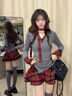 斤慕美式甜酷辣妹格子连衣裙女学院风公主蓬蓬短裙套装百搭秋冬装新款 美式辣妹裙（两件套） M 实拍图