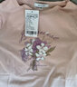 真维斯（JEANSWEST）t恤女长袖2025春夏正肩纯棉宽松上衣女小清新印花体恤时尚橘粉M 实拍图