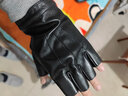 鑫诺翔真皮半指手套男士冬季加绒保暖防寒开车骑行健身露指机车羊皮手套 黑色(丝里薄款) L 实拍图