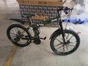 Jeep吉普折叠山地车自行车成人男女碟刹变速单车双减震学生便携车战神 路虎军绿十刀轮 27速 24英寸 实拍图