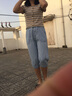 序匠天丝牛仔裤女夏季新款高腰宽松显瘦冰丝薄款小子松紧腰七分哈伦裤 浅蓝七分 L（推荐体重111-125斤选择） 实拍图
