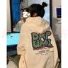 佘曼莱连帽卫衣女春秋季美式宽松慵懒风加绒上衣女装外套学生2023新款 杏色 L 实拍图