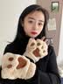 蓓沐格手套女可爱猫爪冬季保暖加绒加厚冬天摩托车骑行毛绒半指全指棉冬 【米白色】猫爪半指手套 加厚绒面内里（带绳子） 实拍图