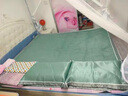南极人a类母婴冰丝凉席1.8x2米夏季空调席子单双人宿舍冰丝席夏凉软席子 欢乐熊-苹果绿-床席【适合裸睡】 150x200cm冰丝凉席+枕套2只 实拍图