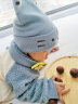贝娜茜婴儿帽子秋冬款男宝宝女可爱小老虎双层加厚毛线帽新生儿套头帽护耳 MX831-蓝色 帽子+围脖 0-18个月（37-48CM） 实拍图