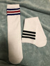 纽菲奥纳 儿童袜子足球袜学生袜运动袜条纹长筒袜中筒袜演出长袜半筒腿袜 白底黑条纹+白底红蓝条纹 不过膝（小号  身高90-130cm） 实拍图