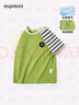 MQDMINI童装儿童短袖男童夏装T恤小童休闲撞色袖上衣宝宝衣服 条纹AB袖牛油果绿 110 实拍图