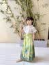 罗蒙女童马面裙汉服新中式儿童古风中秋国风演出服 青绿色套装 110 实拍图