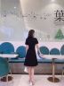 五沃法式西装职业连衣裙女春夏气质时尚双排扣名媛显瘦中长裙子 深蓝色 L 实拍图