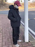 杭潮社【买一送一包邮】棉衣男冬季加厚棉袄外套连帽羽面包绒服衣服男 黑色【送围巾】 XL 实拍图