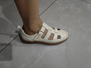 百思图夏商场新款休闲复古镂空猪笼鞋女运动罗马凉鞋VWH15BK4 米白 39 实拍图