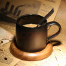 无泥（WUNI） 欧式轻奢黑色马克杯带盖勺哑光咖啡杯配底座创意简约大容量咖厅 黑色星睛杯带勺（配盖+底座） 实拍图