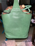 裘真复古遇花篮包手提斜挎牛皮包通勤休闲大容量菜篮子包 绿色 暂不预售 实拍图