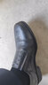 强人正装鞋男际华3515品质头层牛皮商务皮鞋 套脚三接头凉皮鞋 黑 41 实拍图