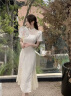 温格芳 新中式连衣裙女装2024夏季新款国风气质盘扣蕾丝改良旗袍长裙子 米白色 M 晒单实拍图