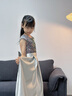 衣诺坊儿童礼服女童长裙演出服主持人表演舞蹈裙 灰色：缎摆长裙 140cm 实拍图