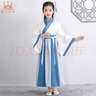 奥蒙威新款古装儿童汉服国学服男女童诗朗诵幼儿国舞台中秋演出服KJ-9 KJ-9湖蓝拼接广袖 130 实拍图