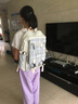 新款初中生高中生大学生书包女生韩版文艺帆布包旅行双肩包大容量小学生减负防泼水背包女孩 帆特西V658 浅灰色三件套（配挂件） 大号 实拍图