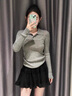 UR2024秋季新款女装纽扣翻领修身针织衫UWM940011 冷灰 M 实拍图