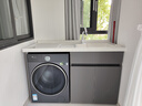 希尚可定制洗衣机柜加厚蜂窝铝切角阳台柜滚筒洗衣机伴侣石英石洗衣柜 140cm灰色右盆【白盆备注】 实拍图
