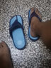 回力（Warrior）人字拖鞋男士沙滩鞋轻便舒适塑胶男鞋颗粒按摩拖鞋男 蓝色 42 实拍图