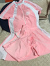 佑游儿童连体泳衣女孩新款女童泳装夏季中大童泳衣学生游泳训练装 粉色（亲肤速干 独立底裤） 5XL(150-160cm 75-90斤)可拆胸垫 实拍图