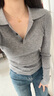 UR2024秋季新款女装纽扣翻领修身针织衫UWM940011 冷灰 S 实拍图