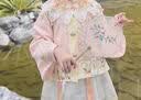罗蒙女童明制汉服新式国风马面裙毕业演出服 汉服蜜桃粉套装 120 实拍图