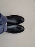 花花公子 皮鞋男商务休闲头层牛皮打孔透气正装软皮一脚蹬男鞋大码新伴郎 黑色21091（皮鞋） 40 实拍图