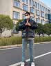 WHIM NASA秋冬季PU皮棉服男士韩版宽松防风立领羽加厚绒服港风青少年棉衣潮 黑色 XL 约130-150斤可穿 实拍图