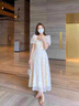 棉致法式温柔风碎花吊带短袖连衣裙女夏季新款广州十三行长裙 白色【5279高品质53】 L 110-125斤 实拍图