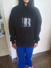 简男秋冬季加绒卫衣男连帽衫重磅加厚套头保暖学生带帽男装外套 加绒网点R黑色 L 建议90-110斤 实拍图