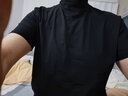 奥德里奇（Aodeliqi）短袖T恤男夏莫代尔纯色修身打底衫中青年百搭半高领半袖内搭上衣 黑色 4XL（推荐180~200斤） 实拍图