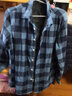 罗蒙（ROMON）磨毛格子加绒加厚长袖衬衫男士秋冬中年商务休闲保暖衬衣爸爸装 1488田蓝格 40 175 实拍图